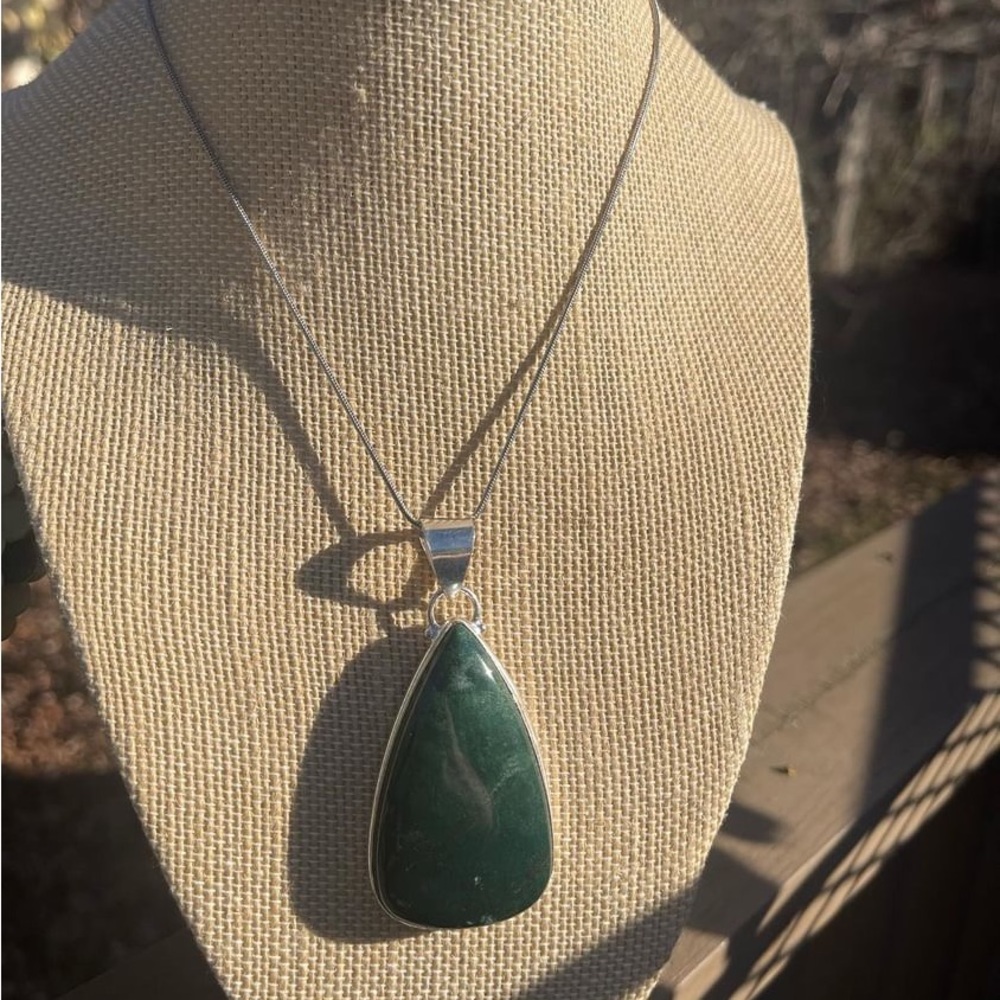Deep green bloodstone necklace